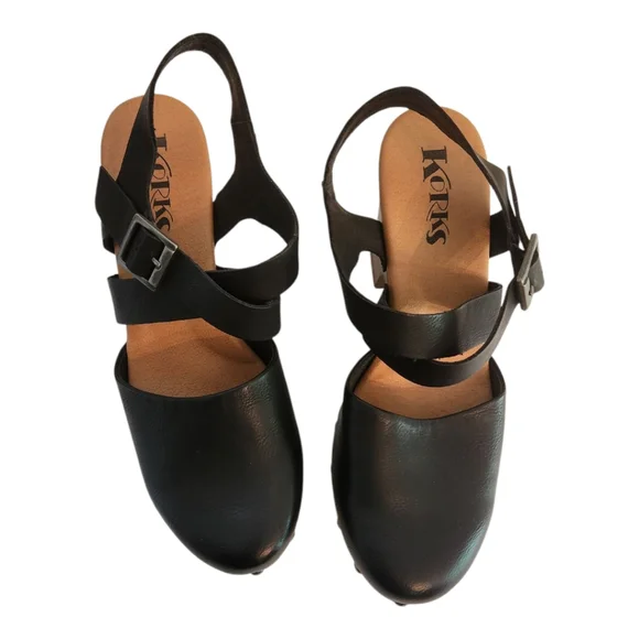 Korks ABloom Heeled Studded Black Clogs Size 9M - Picture 2 of 9